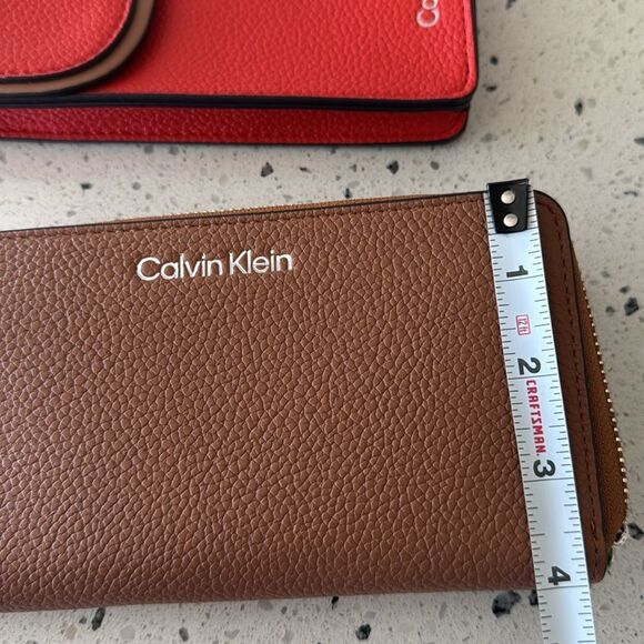 Calvin Klein Brown and Orange/Red Set Wallet and Phone Holder Crossbody Bags - Picture 6 of 14